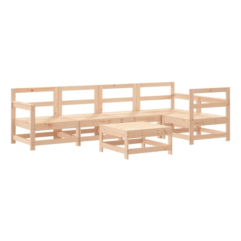 vidaXL 6 Piece Wood Garden Lounge Set in Natural