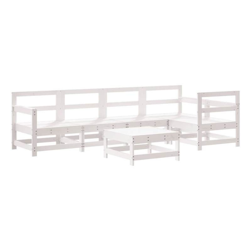 vidaXL 6 Piece Wood Large Garden Lounge Set in White