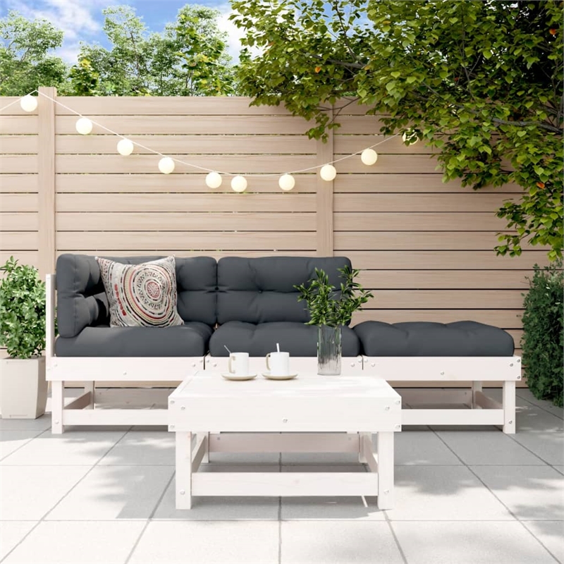 vidaXL 4 Piece Wood Garden Lounge Set in White