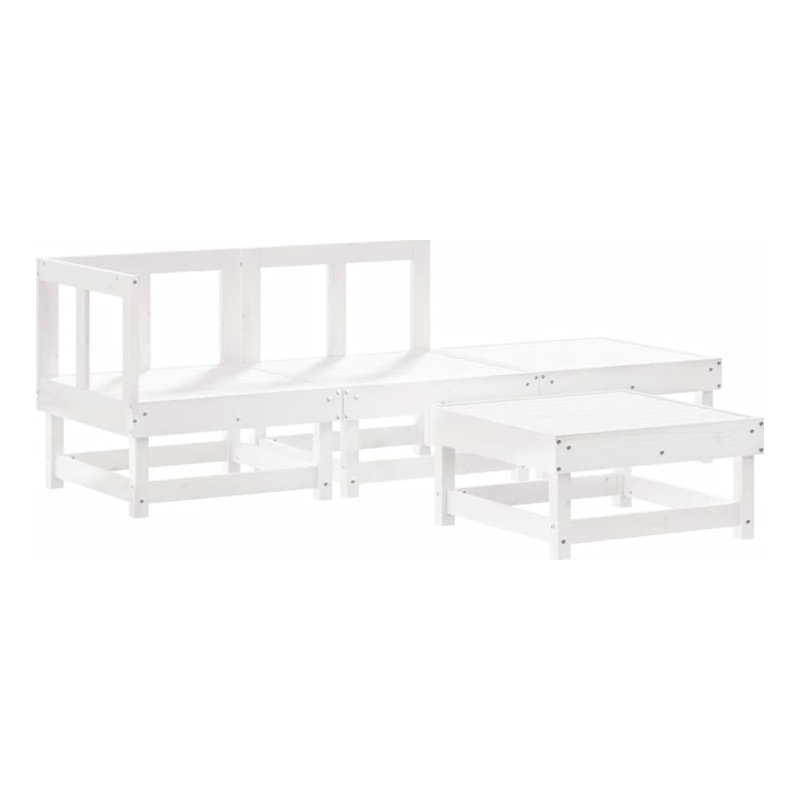 vidaXL 4 Piece Wood Garden Lounge Set in White