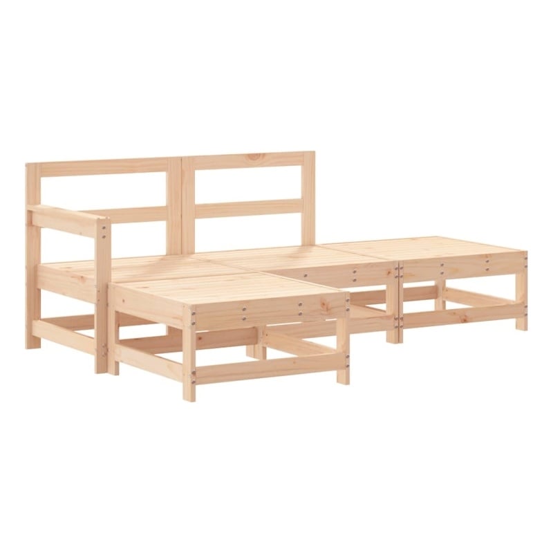 vidaXL 4 Piece Wood Small Garden Lounge Set in Natural