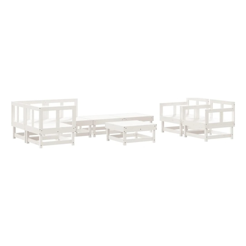 vidaXL 8 Piece Wood Large Garden Lounge Set in White