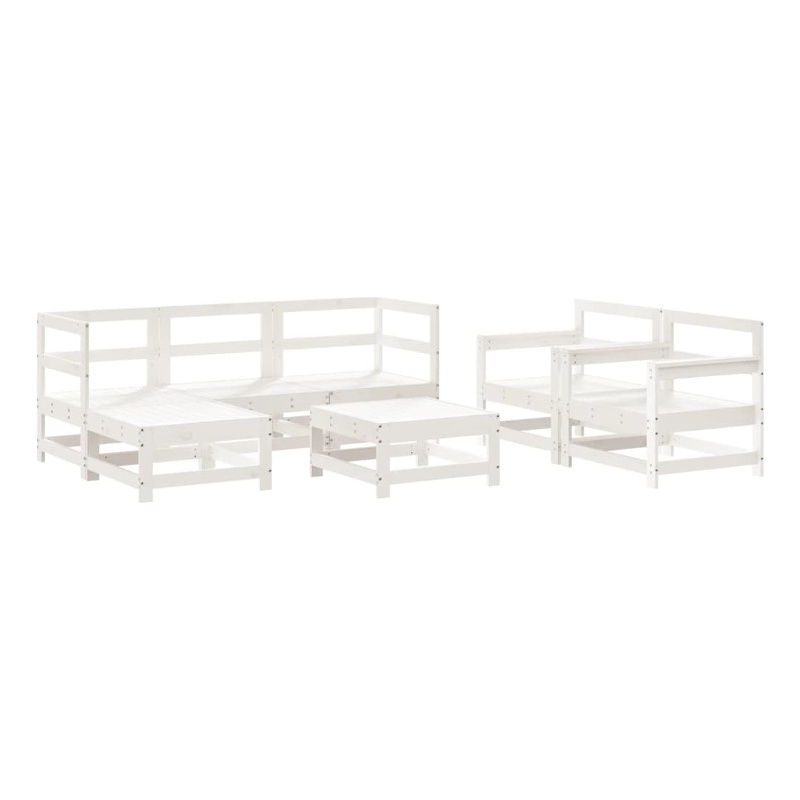 vidaXL 7 Piece Wood Small Garden Lounge Set in White