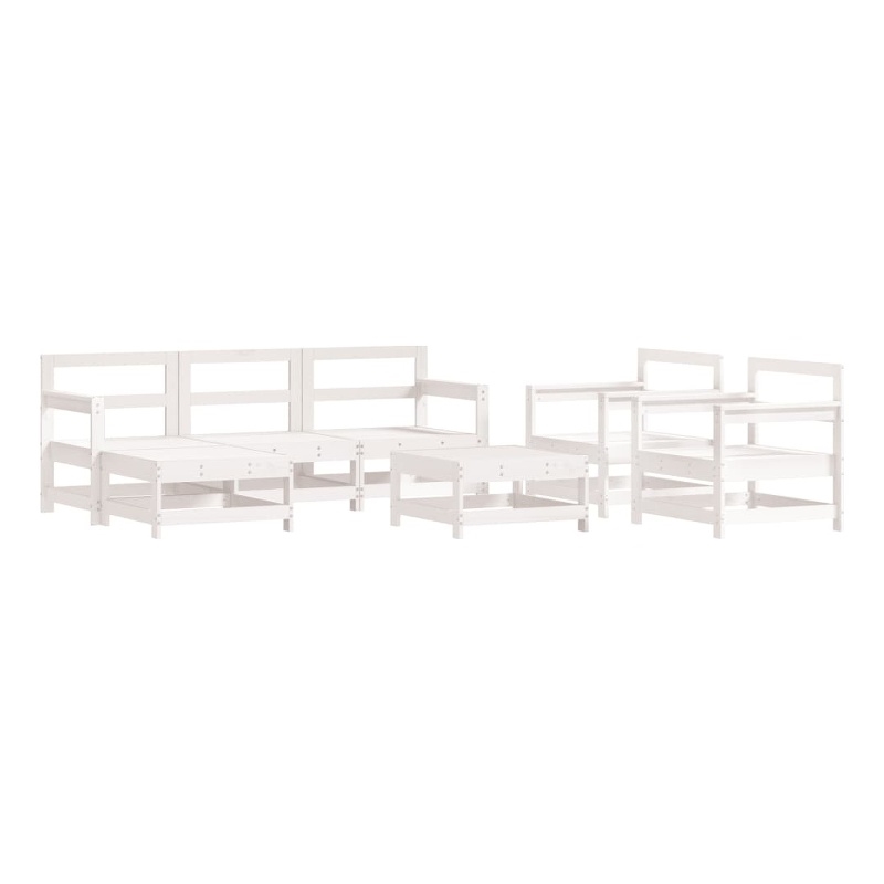 vidaXL 7 Piece Wood Garden Lounge Set in White