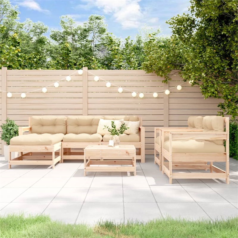 vidaXL 7 Piece Wood Medium Garden Lounge Set in Brown