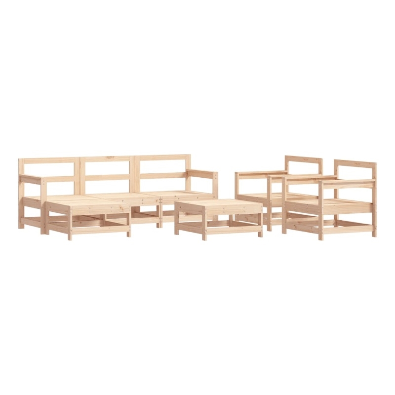 vidaXL 7 Piece Wood Medium Garden Lounge Set in Brown