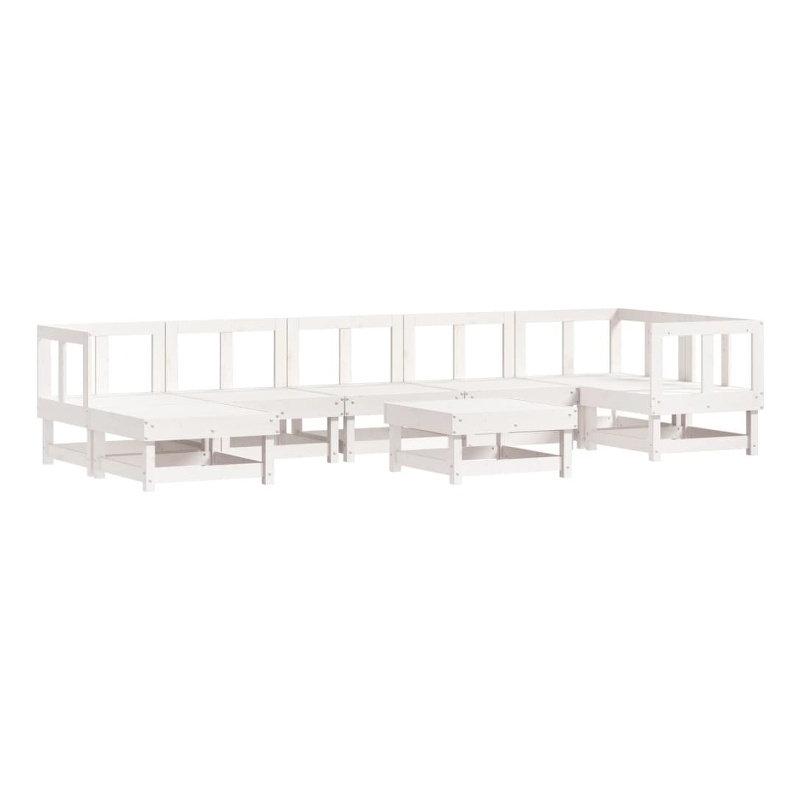 vidaXL 8 Piece Wood Large Garden Lounge Set in White