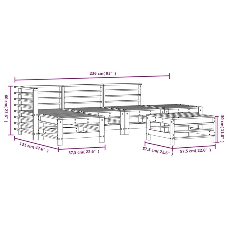 vidaXL 6 Piece Wood Garden Lounge Set in Natural
