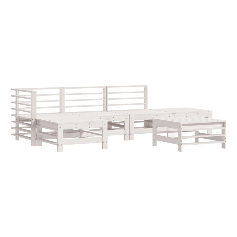 vidaXL 6 Piece Wood Medium Garden Lounge Set in White