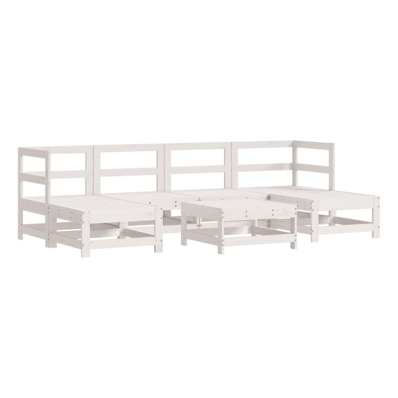 vidaXL 7 Piece Wood Large Garden Lounge Set in White