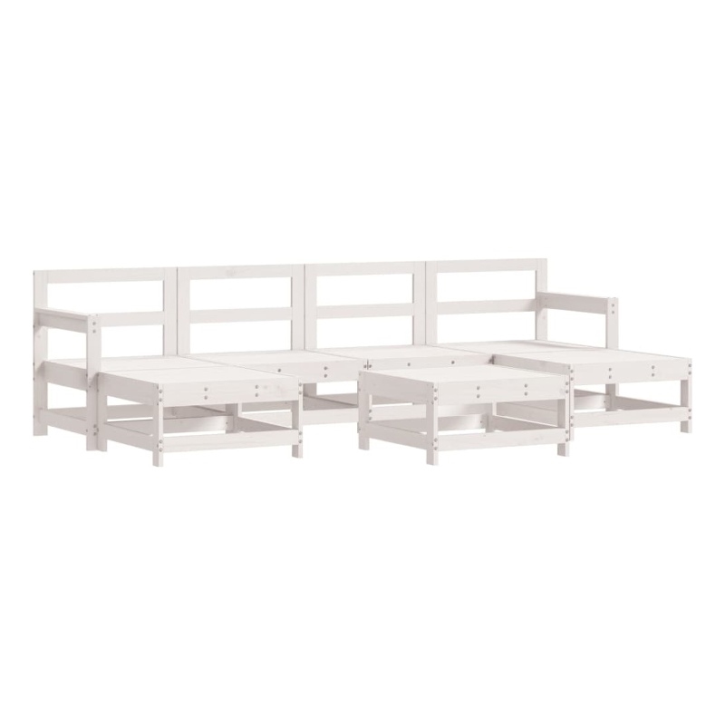 vidaXL 7 Piece Wood Large Garden Lounge Set in White