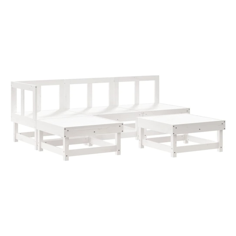 vidaXL 5 Piece Wood Medium Garden Lounge Set in White