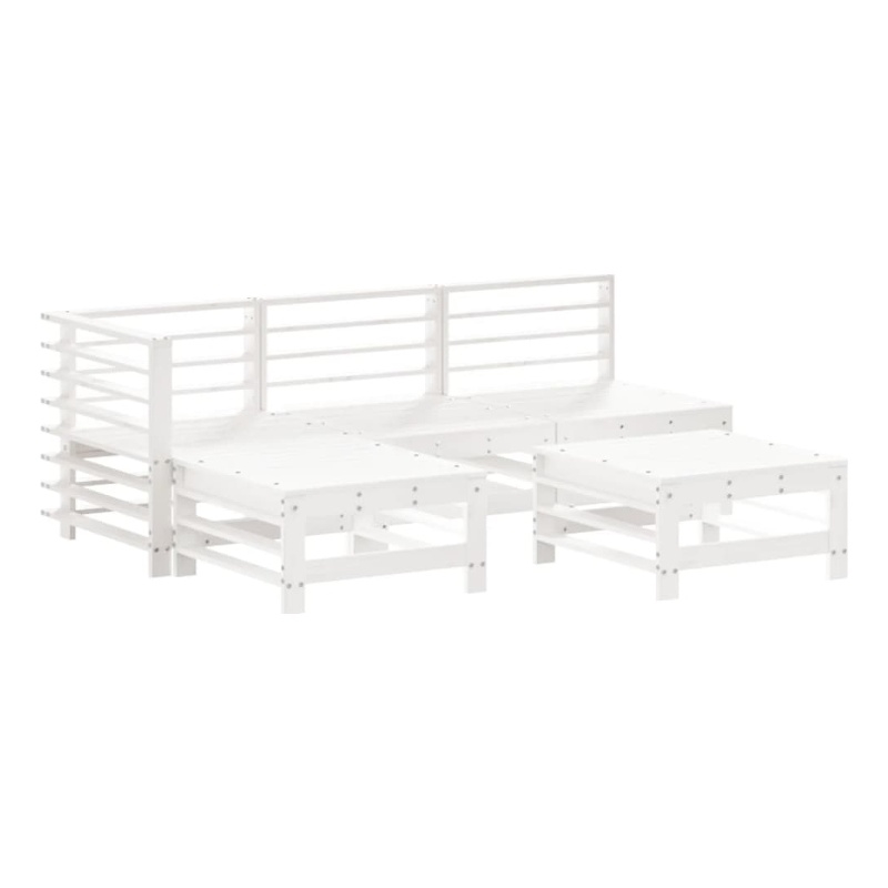 vidaXL 5 Piece Wood Medium Garden Lounge Set in White