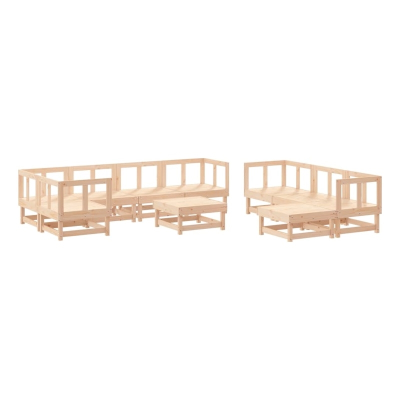 vidaXL 10 Piece Wood Small Garden Lounge Set in Natural