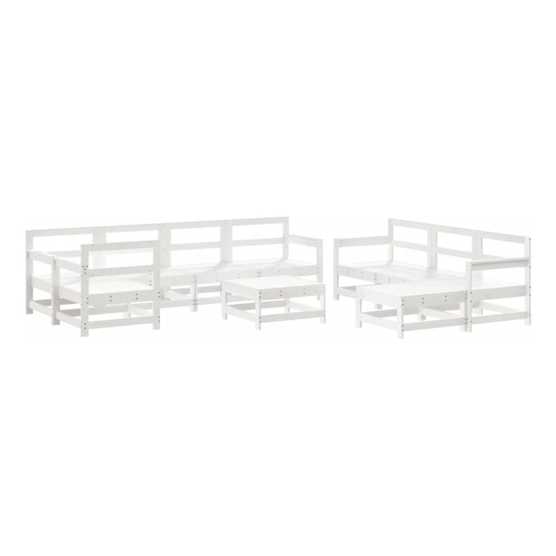 vidaXL 10 Piece Wood Small Garden Lounge Set in White