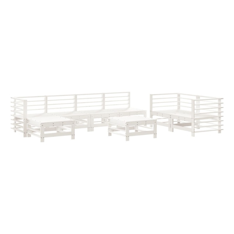 vidaXL 8 Piece Wood Large Garden Lounge Set in White