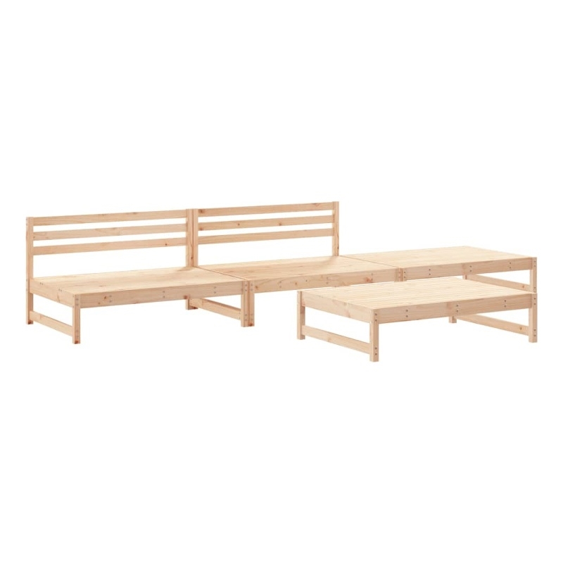 vidaXL 4 Piece Wood Medium Garden Lounge Set in Natural