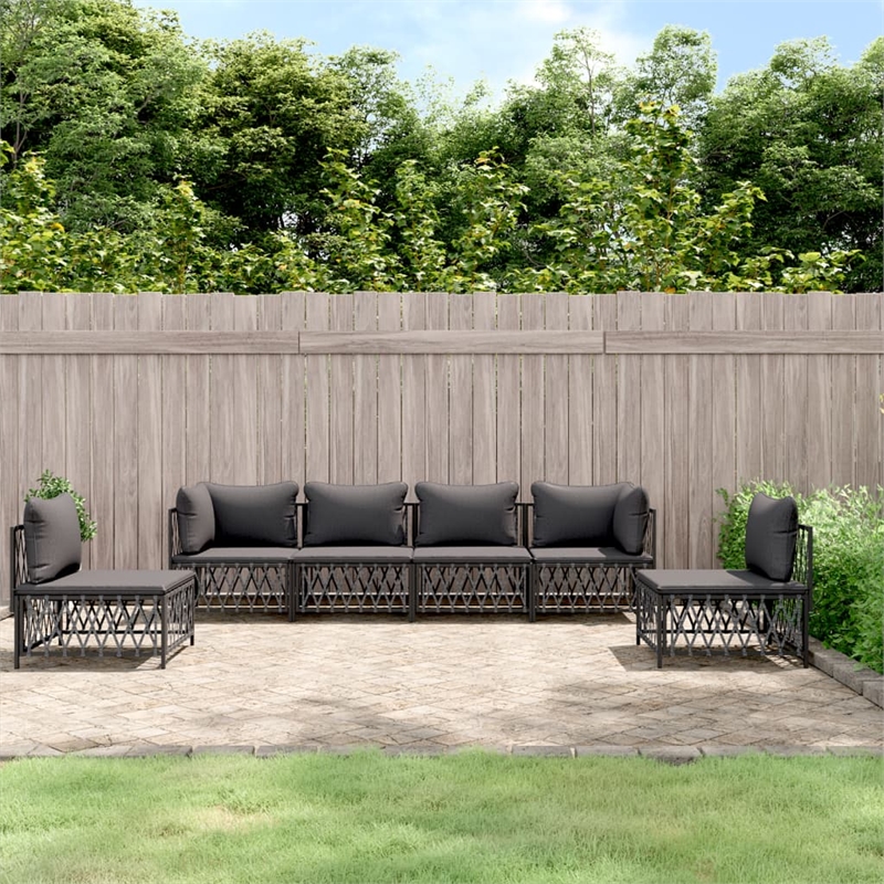 vidaXL 6 Piece Steel Large Garden Lounge Set in Anthracite