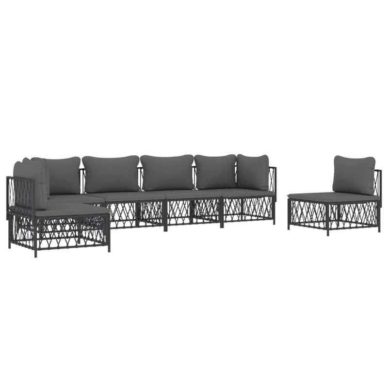 vidaXL 6 Piece Steel Large Garden Lounge Set in Anthracite