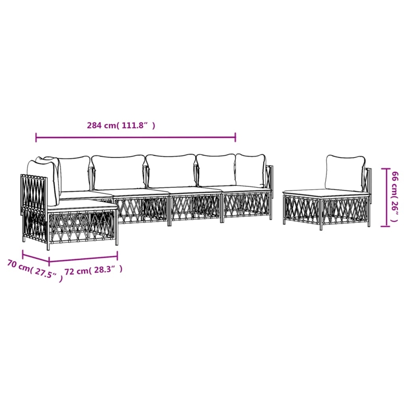vidaXL 6 Piece Steel Large Garden Lounge Set in Anthracite