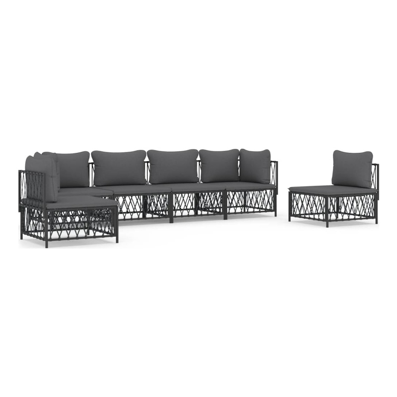 vidaXL 6 Piece Steel Large Garden Lounge Set in Anthracite