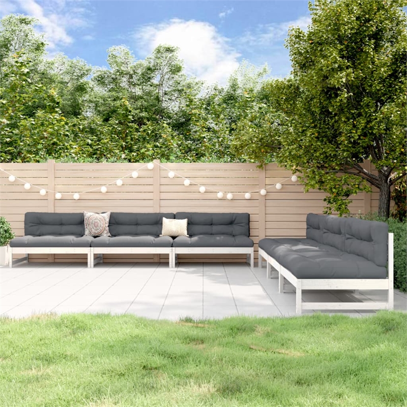 vidaXL 6 Piece Wood Garden Lounge Set in White
