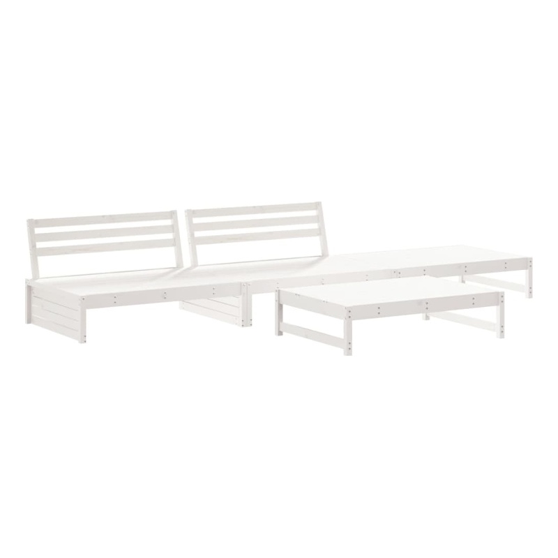 vidaXL 4 Piece Wood Large Garden Lounge Set in White