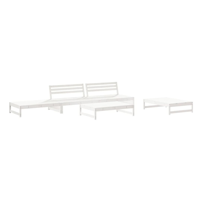 vidaXL 6 Piece Wood Large Garden Lounge Set in White