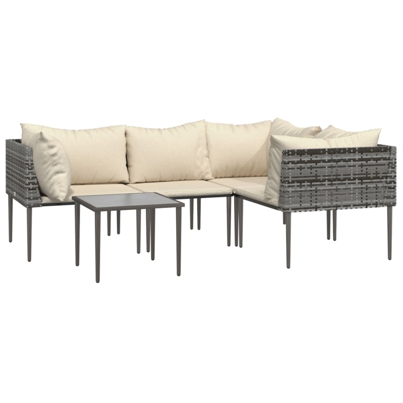 vidaXL 5 Piece Poly Rattan Garden Lounge Set in Gray/Beige