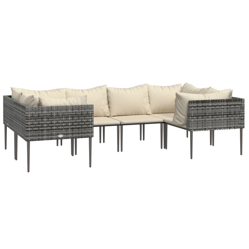 vidaXL 6 Piece Steel Large Garden Lounge Set in Gray/Beige