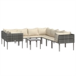 vidaXL 9 Piece Poly Rattan Large Garden Lounge Set in Gray/Beige