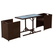 vidaXL 3 Piece Steel Furniture Set in White/Brown/Cream