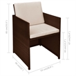 vidaXL 3 Piece Steel Furniture Set in White/Brown/Cream