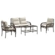 vidaXL 4 Piece Patio Sofa Set in White/Brown/Cream