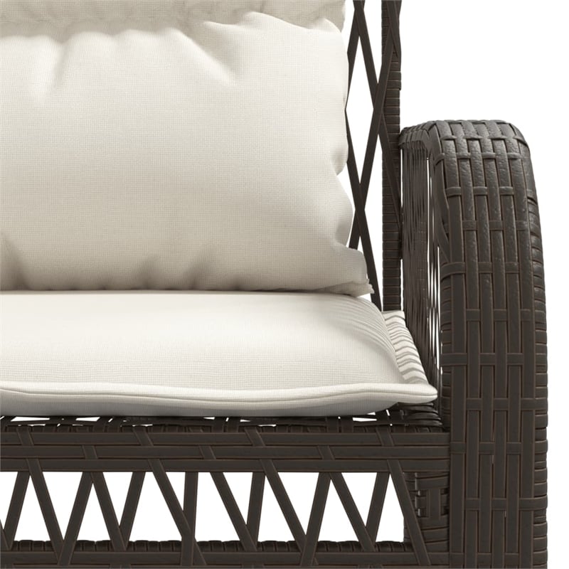 vidaXL 4 Piece Patio Sofa Set in White/Brown/Cream