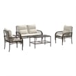 vidaXL 4 Piece Patio Sofa Set in White/Brown/Cream