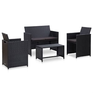vidaXL 4 Piece Steel Lounge Set in Black