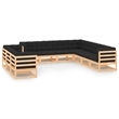 vidaXL 10 Piece Wood Small Garden Lounge Set in Anthracite