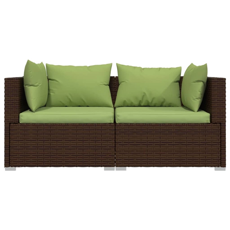vidaXL Poly Rattan Sofa in Green/Brown