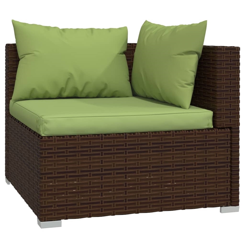 vidaXL Poly Rattan Sofa in Green/Brown
