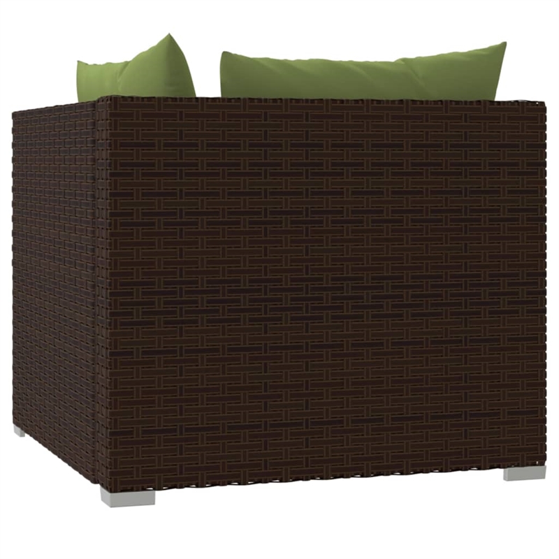 vidaXL Poly Rattan Sofa in Green/Brown