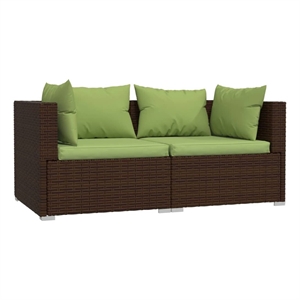 vidaXL Poly Rattan Sofa in Green/Brown