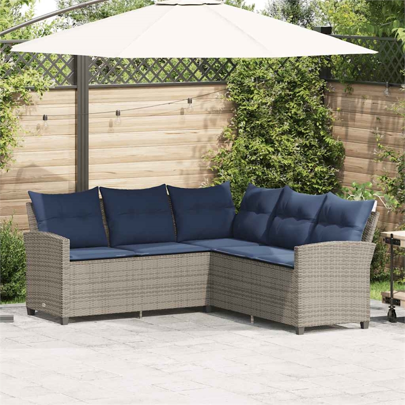 vidaXL Poly Rattan Large Sofa Gray