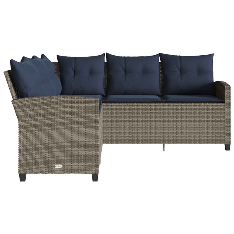 vidaXL Poly Rattan Large Sofa Gray