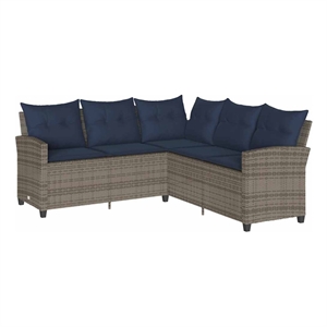 vidaXL Poly Rattan Large Sofa Gray
