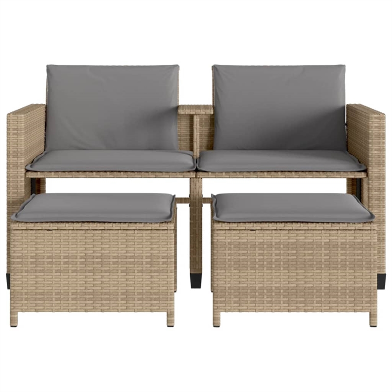 vidaXL Poly Rattan Medium Sofa Beige