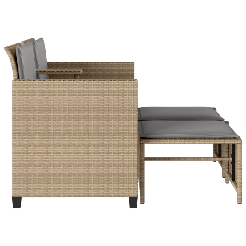 vidaXL Poly Rattan Medium Sofa Beige