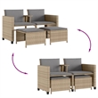 vidaXL Poly Rattan Medium Sofa Beige