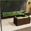 vidaXL 8 Piece Poly Rattan Garden Lounge Set in Green/Brown