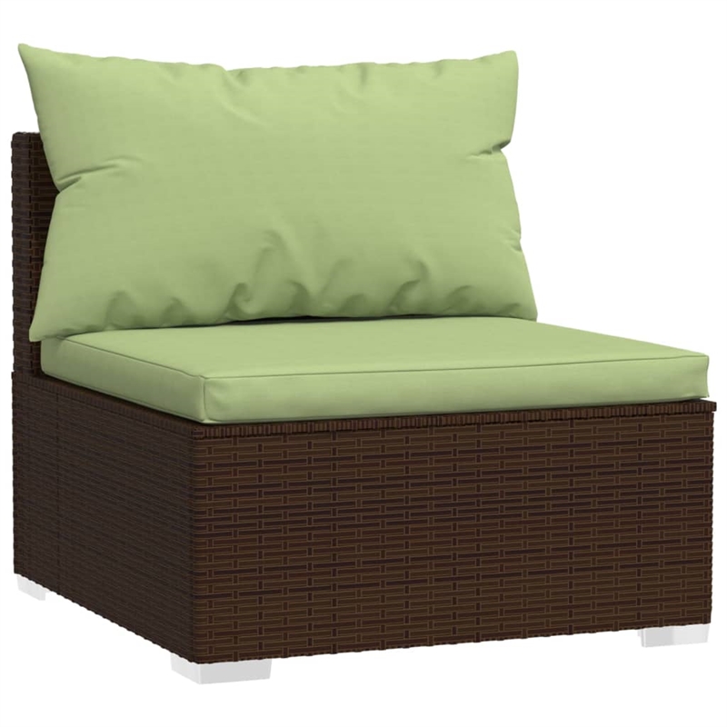 vidaXL 8 Piece Poly Rattan Garden Lounge Set in Green/Brown